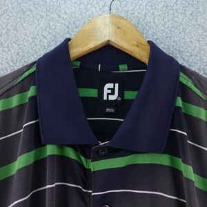 FootJoy Golf Polo Shirt‎ Mens XL Stripe Green Short Sleeve Golfing Performance